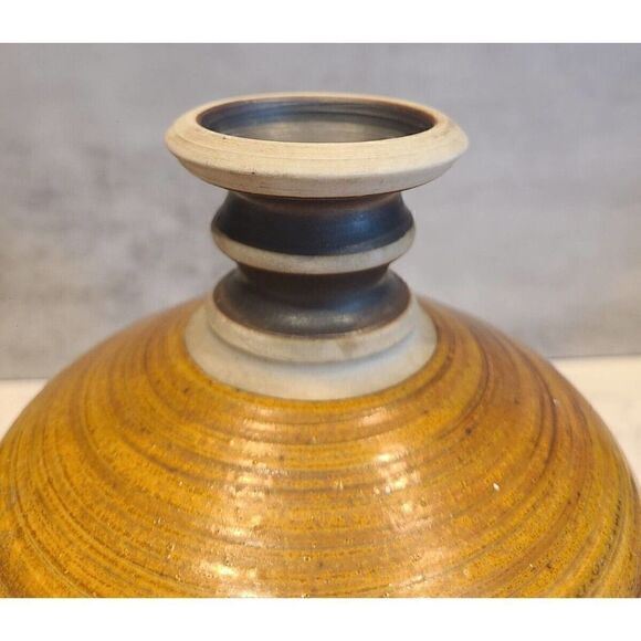 Artisan Handcrafted Signed Art Vase Earthen Pottery Ceramic Clay HOSANNA EUC - Picture 5 of 9